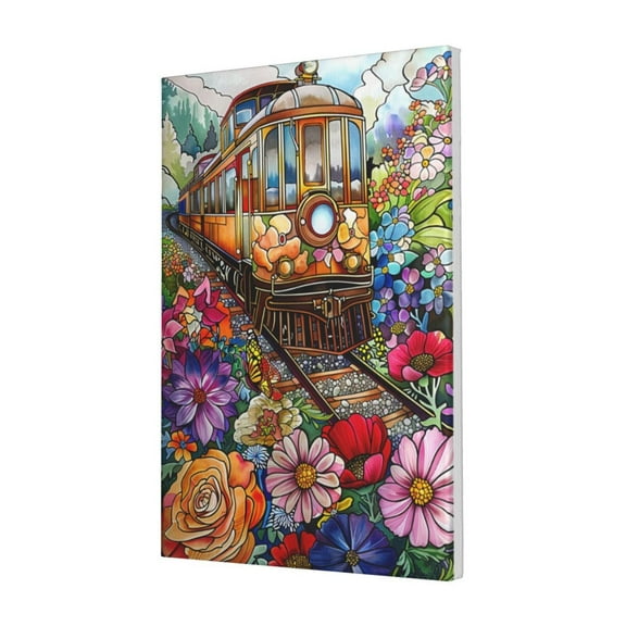 16x24 inch Canvas Frameless Picture Train Bound For Spring,Cafes,Man Cave,Florists,Garden Wall Decor Painting Canvas,Modern Art Train Bound For Spring Decorative Paintings,For Bar,Study,Yard
