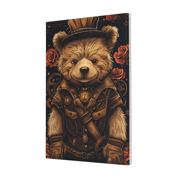 16x24 inch Canvas Hanging Picture Punk Bear,Cafes,Man Cave,Club,Nursery Decor Posters & Prints,For Punk Lovers Funny Gifts,Exquisite Punk Bear Retro Art Paintings Canvas,For Bedroom,Bar,Cafe