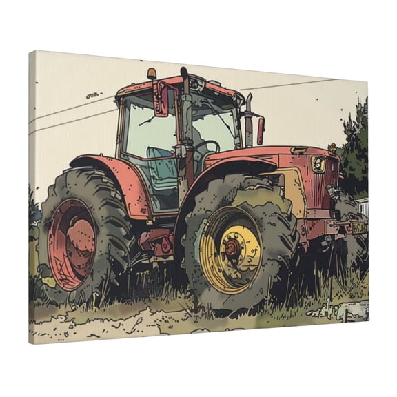 16x24 inch Canvas Hanging Picture Retro Tractor Yard Wall Decor Prints,Rustic Home Yard Decor Accessory,Home Rustic Yard,Living Room,Garage Wall Art Decoration Paintings,Funny Tractor Poster