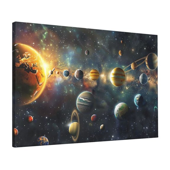 16x24 inch Canvas Hanging Picture Solar System Cosmic Planet,Apartment Bedroom,Lounge,Man Cave,Hotels Decor Wall Art Prints Painting,Gifts For Space Enthusiasts,Modern Style Planet Paintings
