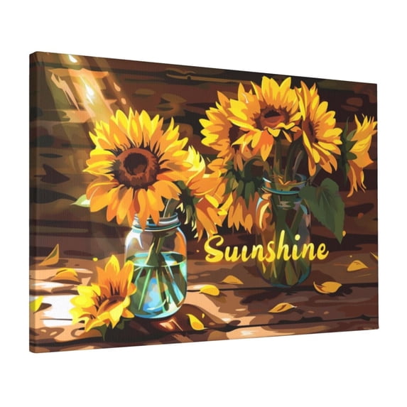 16x24 inch Canvas Painting 'Sunshine' Slogan Sunflower Vase Home Decor,Bedroom,Living Room,Garden Painting Decor Accessory,Modern Style 'Sunshine' Slogan Sunflower Vase Decorative Paintings