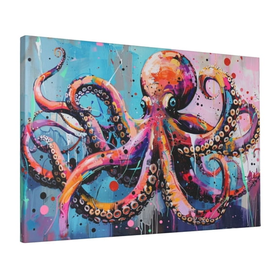 16x24 inch Canvas Painting Wall Decor Colorful Squid Graffiti,Bedroom,Kitchen,Man Cave,Cafes Decor Wall Art Prints,Gifts For Squid Lovers,Enchanting Graffiti Graffiti Modern Style Paintings