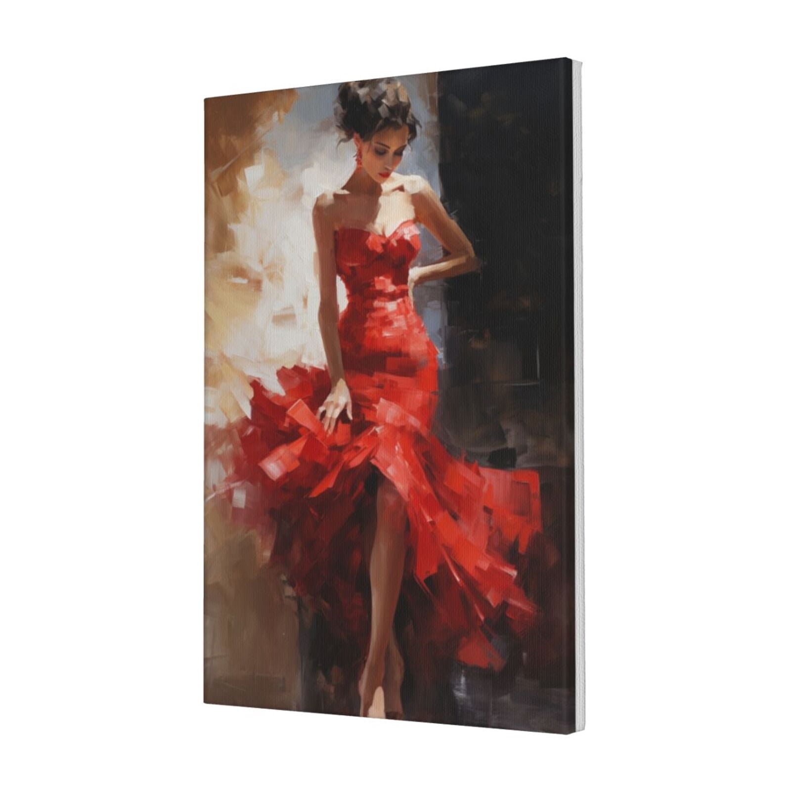 16x24 inch Canvas Paintings For Bedroom Woman In Red Dress,Home Room Decor Bedroom Accessory,Charm Woman In Red Dress Poster Prints,Gift For Lovers,Bedroom,Woman Cave,Bar,Cafes Wall Art Decor