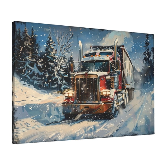 16x24 inch Canvas Paintings For Bedroom Truck Driving In Winter,Home Bedroom,Living Room,Garage,Lounge Wall Art Decor Oil Paintings On Canvas,Modern Art Truck Driving In Winter Poster Prints
