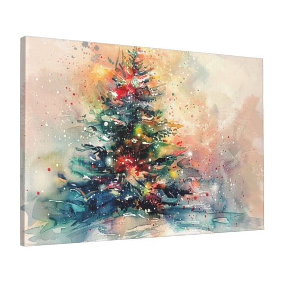 16x24 inch Canvas For Pictures Christmas Tree Watercolor Painting Prints,Indoor Bedroom,Living Room,Study,Man Cave Wall Decor Art Poster Paintings,Exquisite Christmas Tree Art Canvas Painting