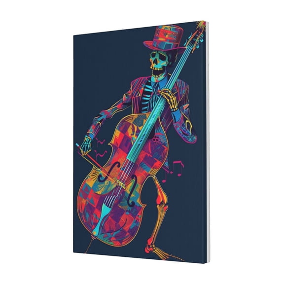 16x24 inch Canvas Pictures Skeleton Cellist,Funny Music Studio Decor Accessory,Living Room,Music Room,Bar,Man Cave Decorative Painting,For Music Lovers Gift,Modern Art Skeleton Cellist Prints