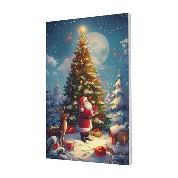 16x24 inch Canvas For Pictures Wall Art Moon Night Christmas Tree,Rustic Yard,Living Room,Yard,Man Cave Wall Decor Oil Painting Canvas Poster,Charm Christmas Tree Modern Art Decoration Prints