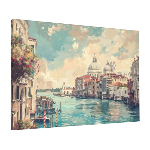 16x24 inch Canvas Pictures Wall Art Water City Of Venice Poster,Rustic Yard,Living Room,Lounge,Study Wall Decor Oil Paintings On Canvas,Funny Water City Of Venice Modern Style Canvas Painting