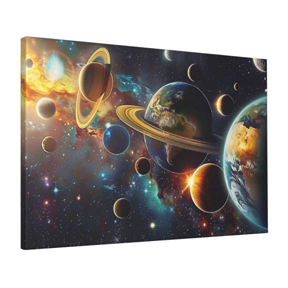 16x24 inch Cosmic Planet Poster Canvas Pictures,Bedroom,Man Cave,Campus Library Wall Decor Art Prints Canvas,Gifts For Planetary Lovers,Vintage Style Cosmic Planet Decorative Canvas Painting