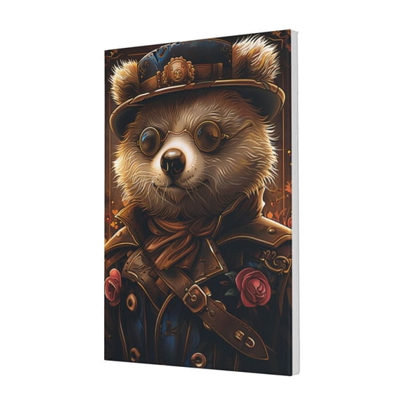 16x24 inch Decorative Painting Steampunk Bear,Funny Garage,Bathroom,Man Cave,Study Wall Decor Paintings Prints,Enchanting Steampunk Bear Decoration Canvas Poster,For Steampunk Enthusiast Gift