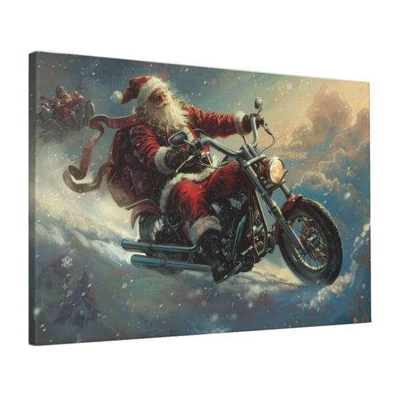 16x24 inch Decorative PaintingPrints Galloping Santa Claus,Indoor Home Bedroom,Man Cave,Study Wall Accents,Enchanting Holiday Decorations,Gift For Friend,Fun Santa Claus Decor Canvas Poster