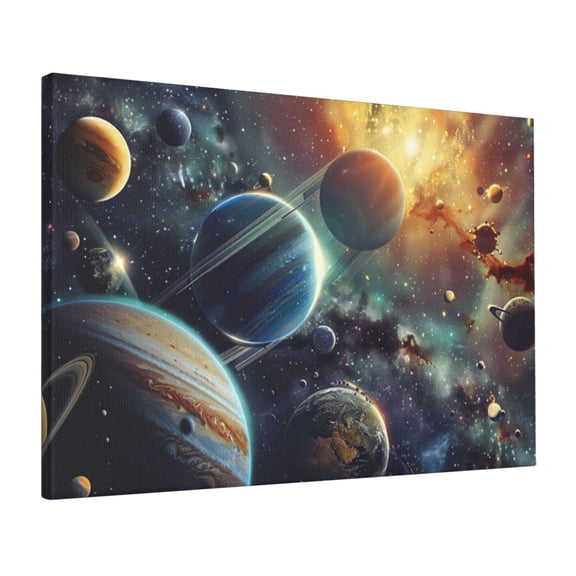 16x24 inch Decorative Paintings On The Wall Solar System Cosmic Planet,Campus Library,Study,Living Room,Bar Decor Oil Paintings On Canvas Wall Art,Gift For Planetary Enthusiasts,Cafes,Lounge
