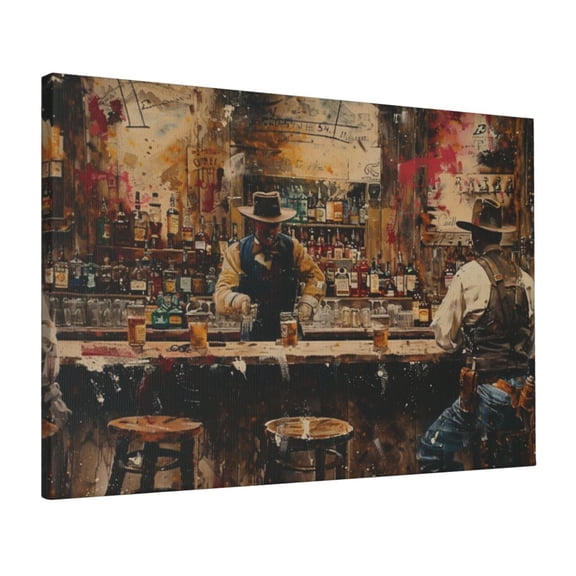 16x24 inch Frameless Canvas Painting Cowboys & Taverns Bar Wall Decor,Tavern,Bar Decor Accessory,Classic Cowboys & Taverns Vintage Oil Paintings Canvas Poster,For Cowboy & Beer Lovers Gifts