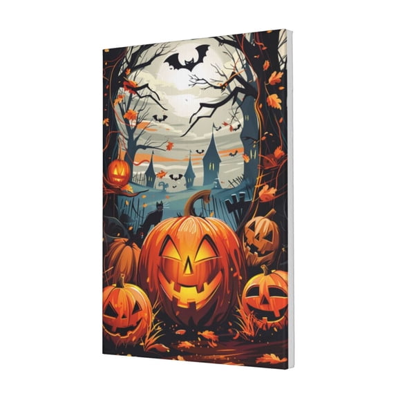 16x24 inch Frameless Canvas Painting Pumpkin Head Night,Festival Decoration,Home Bedroom,Studio,Lounge Picture Wall Art Decor Painting,Funny Pumpkin Head Night Posters Canvas,Yard,Cafes Decor