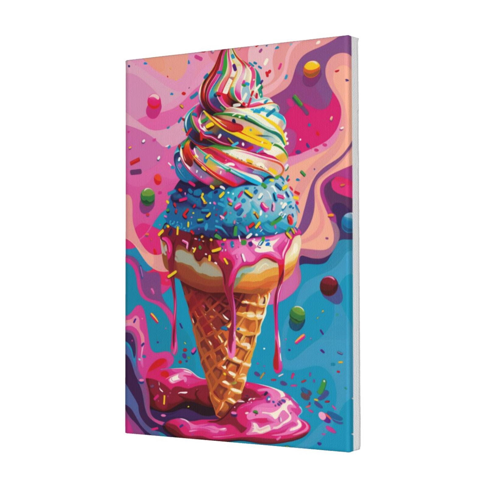 16x24 inch Ice Cream Cone Canvas Paintings Wall Decor,Ice Cream Shop Picture Decor Accessory,Charm Ice Cream Cone Modern Style Painting Poster,Gift For Children,Ice Cream Shop,Kid Room Decor