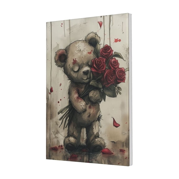 16x24 inch Kids Room Decor Muppet Bear Holding Roses Frameless Canvas Painting,Cafes,Hotels,Apartment,Study Decor Posters & Prints,Gift For Children,Classic Muppet Bear Holding Rose Paintings