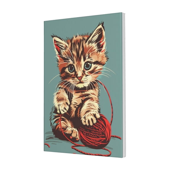 16x24 inch Lovely Cat & Knitting Wool Ball Canvas Painting Wall Decor,Family Room Decor Children'S Room Accessory,Funny Cat & Knitting Wool Ball Poster Paintings,Charm Gift For Cat Enthusiast