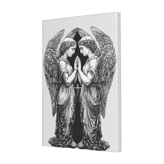 16x24 inch Oil PaintingWall Art Angel Statue,Indoor Bedroom,Studio,Bar,Cafes Decor Posters & Prints,Exquisite Angel Statue Vintage Style Canvas Paintings,For Believer Gifts,Man Cave,Cafe,Bar