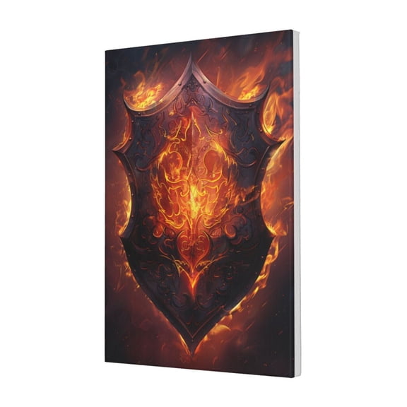 16x24 inch Oil PaintingWall Art Burning Shield,Room Decor For Men,Modern Art Burning Shield Decor Canvas Hanging Pictures,Gift For Boy,Man Cave,Bar,Bedroom,Club Picture Wall Decor Paintings