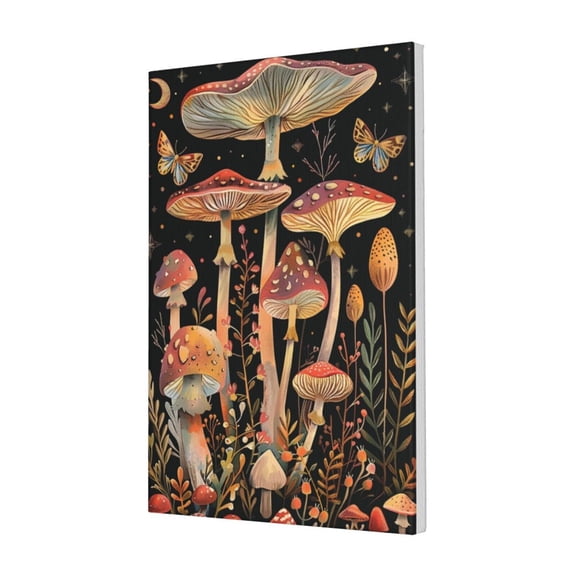 16x24 inch Oil Paintings On Canvas Red Mushrooms At Night,Lounge,Apartment,Kids Room,Bedroom Wall Art Decor Paintings Prints,Modern Art Red Mushrooms At Night Rustic Decoration Poster Canvas