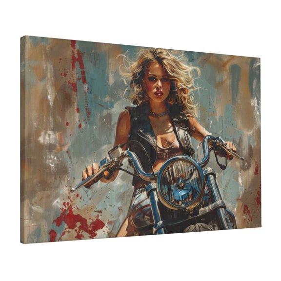16x24 inch Oil Paintings On Canvas Women Riding Motorcycles,Home Garage Accessory,Studio,Garage,Bedroom Wall Art Decor Canvas Poster,Classic Women Riding Motorcycles Modern Style Prints Gift