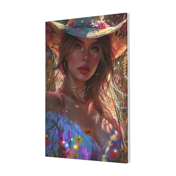 16x24 inch Oil Paintings On Canvas Beautiful Cowboy Girl,Room Decor For Woman,Indoor Bedroom,Study,Living Room,Lounge Painting Wall Decoration Art Poster,Retro Cowboy Girl Modern Style Prints
