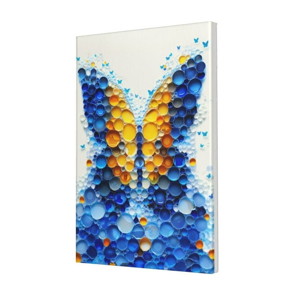 16x24 inch Oil Paintings On Canvas Blue Butterfly Bottle Cap Painting,Classic Office,Study,Bedroom Wall Art Prints Decor,Exquisite Blue Butterfly Bottle Cap Painting Modern Style Oil Painting