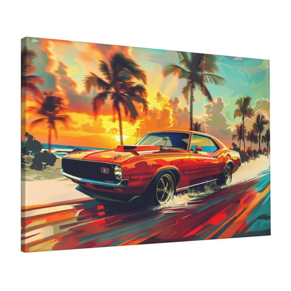 16x24 inch Oil Paintings On Canvas Retro Muscle Car,Home Garage Wall Art Decor Art Prints,Vintage Muscle Car Modern Decoration Canvas Poster,For Muscle Car Lovers Gift,Garage Home Decoration