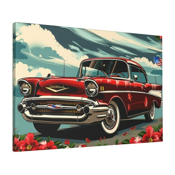 16x24 inch Oil Paintings On Canvas Wall Art Car Illustration,Home Garage Decor Accessory,Room Decor For Men,Bedroom,Lounge,Study Wall Art Decor Painting Prints,Gift For Car Lover,Garage Decor