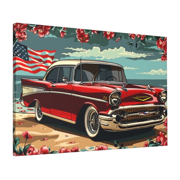 16x24 inch Oil Paintings On Canvas Wall Art Muscle Car Illustration,Home Garage Wall Decor Art Prints,Modern Art Muscle Car Illustration Painting Poster,Funny Gifts For Muscle Car Enthusiast