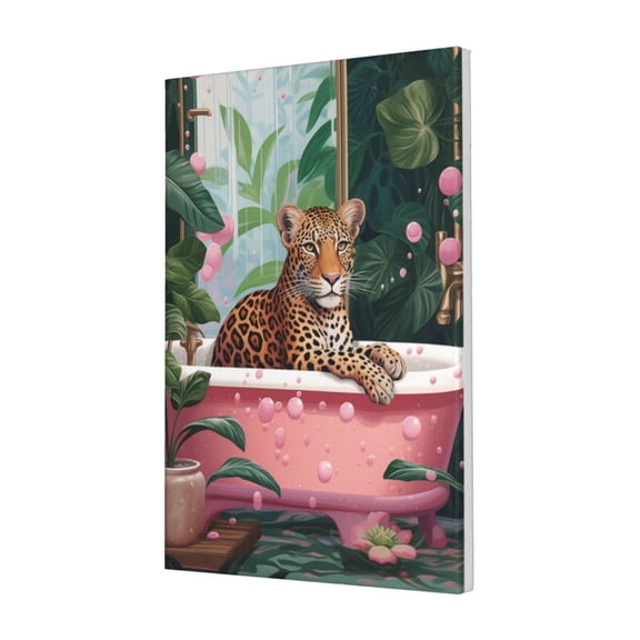 16x24 inch Paintings On Canvas The Bathing Time Of Leopards,Bathroom Decor Accessory,Modern Style Bathing Time Of Leopards Decorative Painting,Gift For Leopards Lovers,For Man Cave,Bar,Cafes