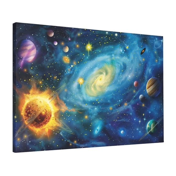 16x24 inch Paintings Canvas Decor Solar System Cosmic Planet Prints,Man Cave,Campus Library,Living Room Wall Decor Painting Prints,Gifts For Planetary Lovers,Cafes,Bar,Man Cave,Lounge,Hotels