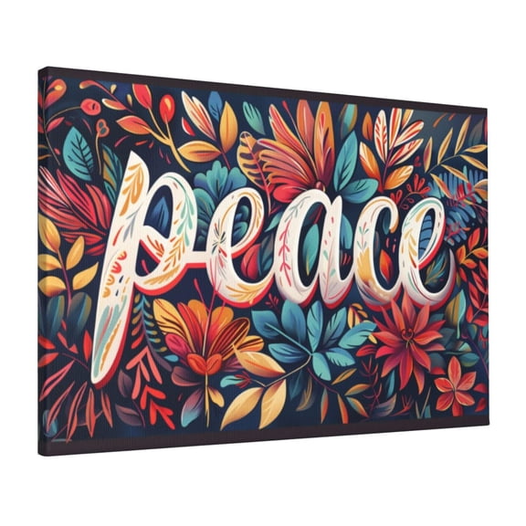 16x24 inch 'Peace' Slogan Colorful Flower Canvas Pictures,Cafes,Tavern,Man Cave Decor Signs,Rustic Garden Yard,Bedroom Wall Art Decor Poster & Prints,Funny Gift For Peace & Flower Enthusiast