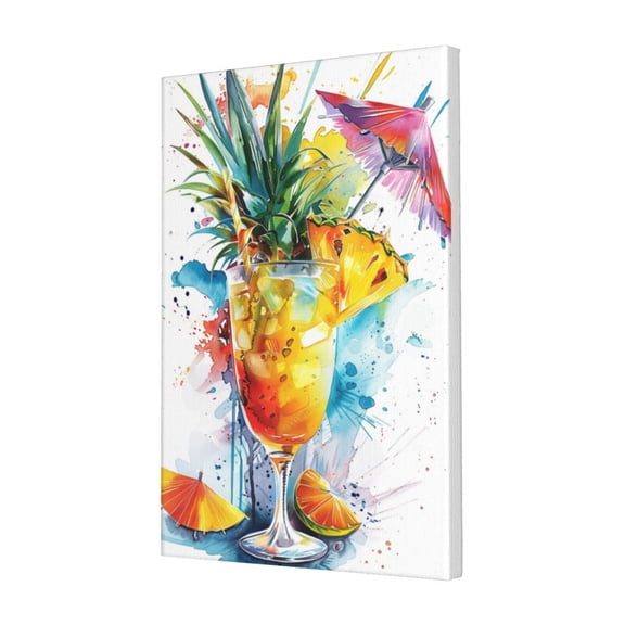 16x24 inch Pineapple Cocktail Canvas Hanging Picture,Classic Rustic Tavern,Bar,Pub Wall Art Decor Paintings On Canvas,Exquisite Pineapple Cocktail Art Painting Poster,For Cocktail Lovers Gift