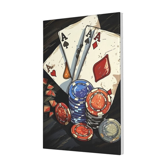 16x24 inch Poker Room Decorative Painting Canvas Poker Chips,Classic Poker Room Decor Accessory,Home Bathroom,Game Room,Man Cave,Bar Wall Art Decoration Paintings Prints,Chic Gift For Gambler