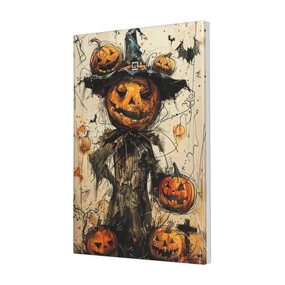16x24 inch Pumpkin Scarecrow Frameless Canvas Painting,Pastoral Yard,Living Room,Study,Bedroom Wall Art Prints Decor,Gift For Scarecrow Lover,Exquisite Festival Decoration Poster,For Bar,Yard