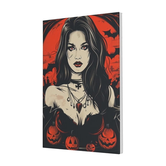 16x24 inch Red Sexy Vampire Oil Paintings On Canvas Wall Art,Indoor Bedroom,Man Cave,Cafes Decor Wall Art Prints,Modern Style Red Sexy Vampire Canvas Frameless Painting,For Woman Cave,Bar,Pub