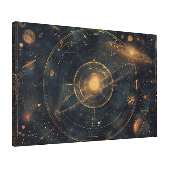 16x24 inch Retro Universe Star Map Oil Paintings On Canvas,Indoor Bedroom,Studio,Library,Cafes Wall Art Poster Prints Decor,Gifts For Star Map Lovers,Modern Style Universe Star Map Painting