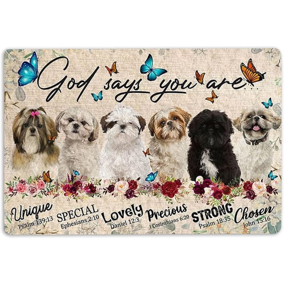 16x24 inch Shih Tzu Door Mat Shih Tzus Dog God Says You are Unique Gifts for Dog Lover Welcome Non-Slip Mats Funny Doormat Bathroom Kitchen Front Porch Rugs Entrance 16 * 24in/40 * 60cm