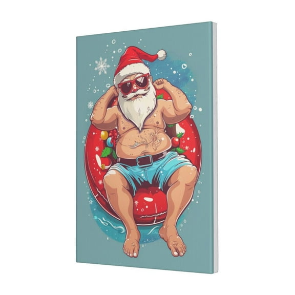 16x24 inch Swimming Circle Santa Claus Canvas Painting Wall Decor,Festival Decoration,Exquisite Swimming Circle Santa Claus Paintings Prints,Man Cave,Bathroom,Bedroom,Home Picture Wall Decor