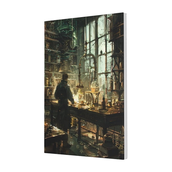 16x24 inch The Person Conducting The Experiment Canvas Frameless Painting,Indoor Studio,Bedroom,Classroom,Laboratory Paintings Wall Art Decor Posters & Prints,Gifts For Chemistry Enthusiasts