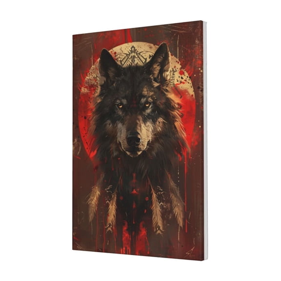 16x24 inch Vintage Wolf Head Paintings On Canvas,Bar,Cafes,Man Cave,Studio Wall Art Decor Canvas Poster,Exquisite Wolf Head Retro Art Painting Prints,For Wolf Enthusiast Charm Gift,Door Decor