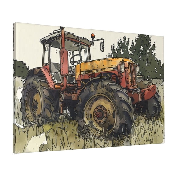 16x24 inch Yard Wall Art Rustic Decor Retro Tractor Canvas Painting,Pastoral Home Yard Fence Wall Decoration Prints,Farmhouse Kitchen,Living Room Wall Hanging Decor Art Hanging Picture Gift