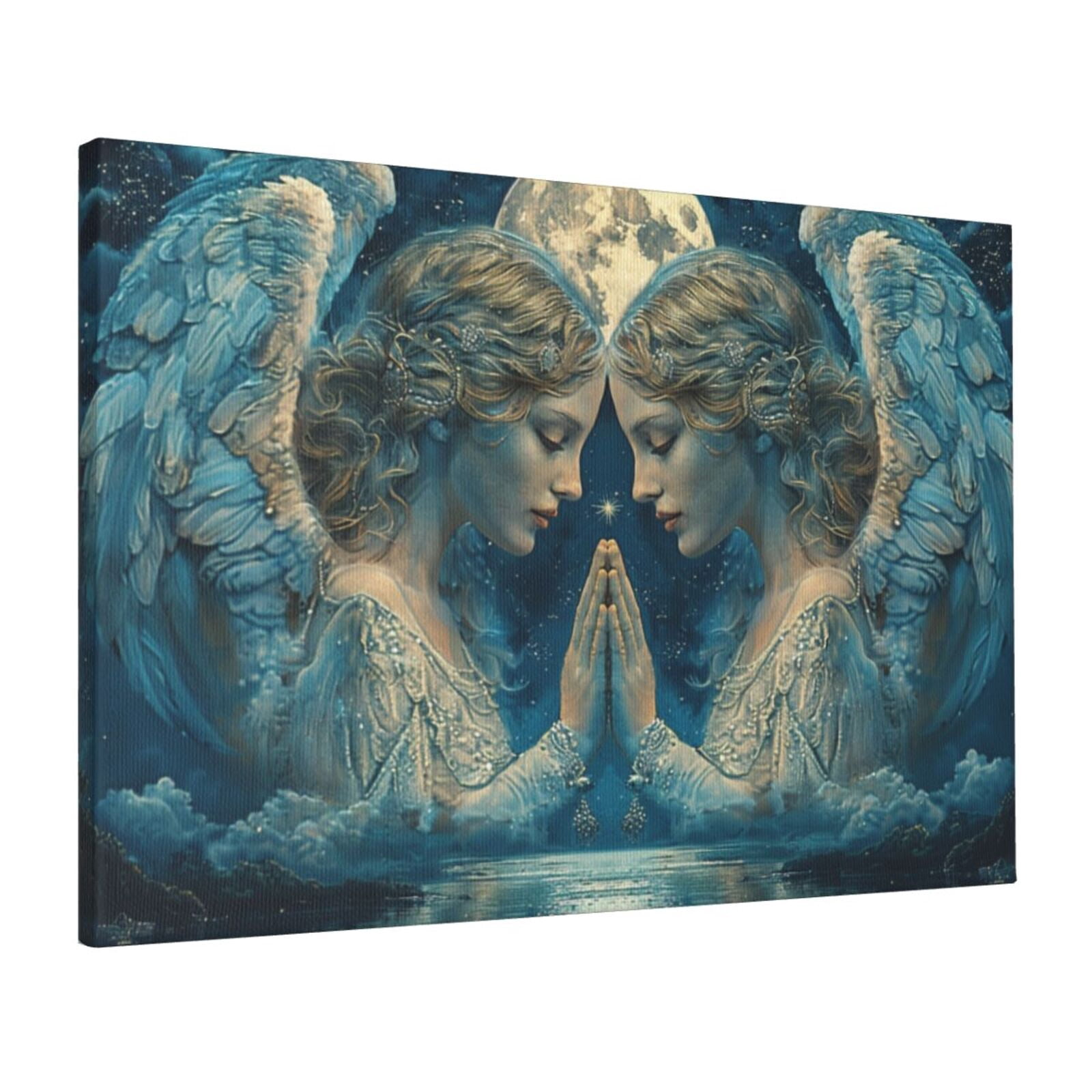 16x24 inchAngel & Moon Canvas Hanging Picture,Home Room Decor Bedroom ...