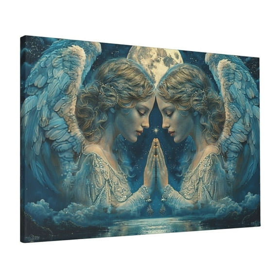 16x24 inchAngel & Moon Canvas Hanging Picture,Home Room Decor Bedroom Accessory,Modern Art Angel & Moon Charm Oil Paintings On Canvas,Woman Cave,Lounge,Apartment,Hotels Room Wall Decoration