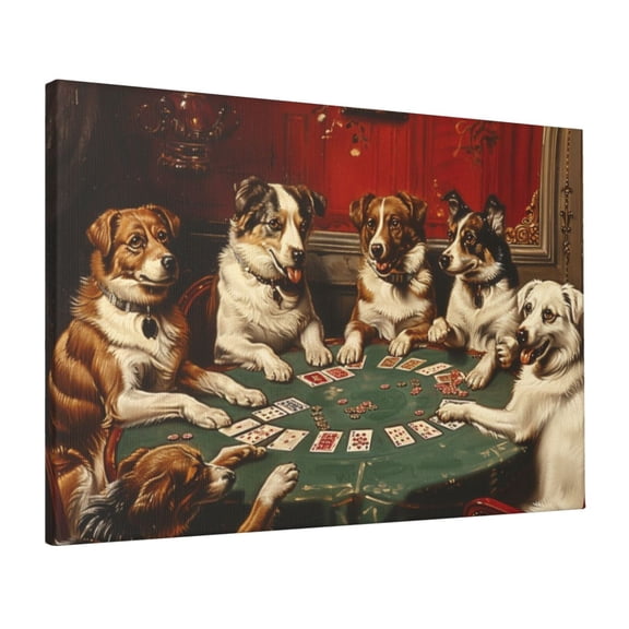 16x24 inchOil Paintings On Canvas Poker Playing Dogs,Home Living Room,Game Room,Entertainment Room Wall Decor Painting Canvas,Gift For Dog Master & Poker Lovers,Fun Poker Playing Dogs Poster