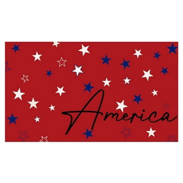 16x24IN America Red and Blue Star Doormat Patriotic Memorial Day Summer Entrance Welcome Doormat Funny Outdoor Mats for Front Door Beautiful Color for Outdoor and Indoor Use - Home Decor