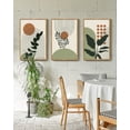 thumbnail image 1 of 16x24in Natural Framed Boho Plant Wall Art Green Botanical Bohemain Wall Printing Abstract for Office Dining Room Hallway Canvas Prints with Leaf & Sun Lines, 1 of 8