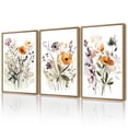 thumbnail image 1 of 16x24in Natural Framed Flower Wall Decor Colorful Floral Wall Hanging Decor Botanical Pictures Framed for Office Dining Room Hallway Canvas Wall Art, 1 of 9