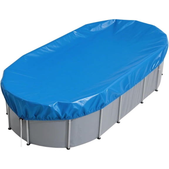 16x25 FT Oval Pool Cover for Above Ground Pools,Solar Oval Pool Cover Protector with Drawstring for Cold and UV Resistant,Dustproof -All-Weather Protection(Cover Size:19 x 27.8FT)